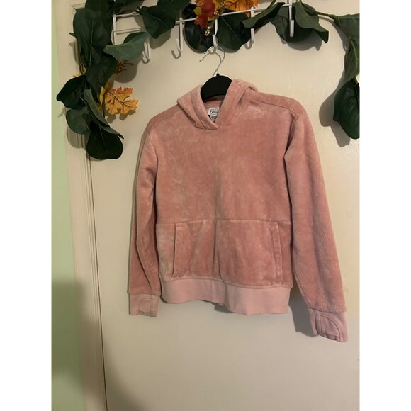 Athleta Other - Athleta Girls Size 8/10 Med Hoodie Pink  Fleece Pullover Plush Kangaroo Pocket C